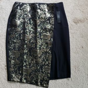 Lane Bryant Ponte Midi Pencil Skirt (Blk/gold)